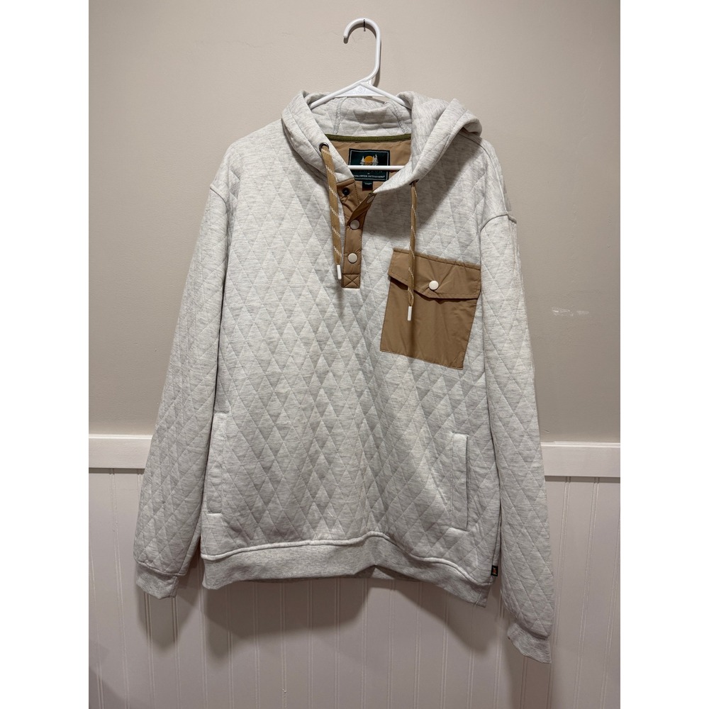 Horizon Pull Over Quarter Button Quilted Hoodie Fall Gray Men Size XXL NWT